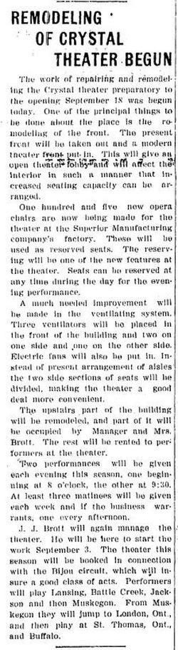 Aug 1905 Crystal Theatre, Muskegon